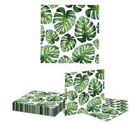 Kotkiddy 20 Pack Tropical Jungle Leaf Napkins, Green Monstera Palm Leaf Design Disposable Paper Napkins for Jungle Party, Summer Camping Decoration