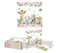 Kotkiddy 20 Pack Wild Animals Napkins - Safari Baby Shower Decorations - Disposable Napkins for Girls Jungle Safari Themed Parties
