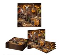 Kotkiddy 20 Pack Wild West Party Napkins, Thick and Absorbent Paper, for Western Birthday Decorations, Disposable Paper Party Napkins
