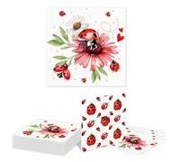 Kotkiddy 20 Piece Ladybird Paper Napkins Watercolour Ladybird Dinner Tableware Disposable Paper Napkin Set Black Red Small Ladybird