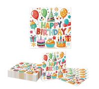 Kotkiddy 20 Pieces Birthday Party Accessories Happy Birthday Napkins Colourful Designs Disposable Paper Napkins Dinner Picnic Cocktail Birthday Decoration