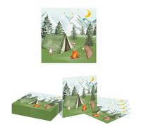 Kotkiddy 20 Pieces Camping Paper Napkins, Camping Birthday Decorations with Tent Campfire Bear Adventure Forest Bachelorette Hiking