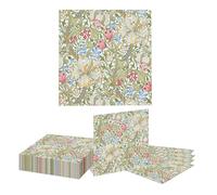 Kotkiddy 20 Pieces Cocktail Napkins, Thick and Absorbent Paper, Golden Lily White Paper Napkins, Disposable Paper Party Napkins