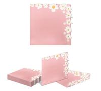 Kotkiddy 20 Pieces Daisy Party Napkins Daisy Cocktail Lunch Paper Napkins Summer Spring Flower Picnic Napkins (Pink)