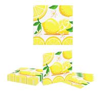 Kotkiddy 20 Pieces Lemon Guest Napkins Disposable Paper Yellow Citrus Fruit Lemon Decor Napkins Summer Spring Party Wedding Baby Shower Decor