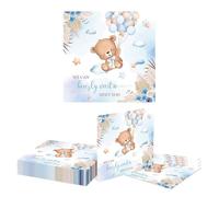 Kotkiddy 20 x Blue Bear Napkins 33 x 33 cm Gift Napkins for Children's Parties, Christenings, Baby Showers