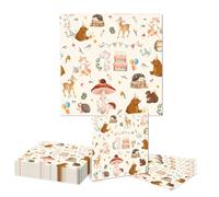 Kotkiddy 20pc Forest Animal Paper Napkins, Beige, Paper, Disposable Napkins for Parties & Themed Events
