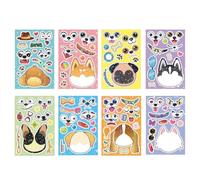 Kotkiddy 24 Pieces Dog Stickers Kids Make a Face Decals DIY Labels Children Puppy Glitter Decals Holographic Birthday Party Favors Exchange Gifts