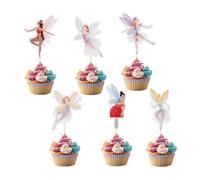 Kotkiddy 24 Pieces Fairy Birthday Decorations Paper Cups Cupcake Toppers Ballerina Cake Picks for Kids Baby Party Cake Decoration