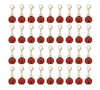 Kotkiddy 36pcs Red Klein Marienkäfer Anhänger Glückbringer Schlüsselanhänger Abschluss Prüfung Silvester Weihnachten Neujahr Geschenk Adventskalender Füllung Geschenkanhä
