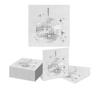 Kotkiddy 40 Disco Party Cocktail Napkins, fashionable, Unique, 70s 80s 90s Party Items, Disco Cocktail Napkins for Engagement Birthday Graduation (Silver)