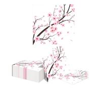 Kotkiddy 40 Pcs Cherry Blossom Cocktail Napkins 2-Ply Watercolor Pink Floral Disposable Absorbent Guest Napkins Summer Flowers for Bridal Wedding Dinner Bath Kitchen Deco