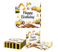 Kotkiddy 40 Piece Digger Napkins, Construction Site Napkins for Birthday, Napkins Tractor Napkins Children's Birthday Table Decor Construction Vehicle Bulldozer Wheel Loader 33 x 33 cm
