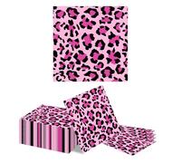 Kotkiddy 40 Pieces Pink Leopard Pattern Napkins Jungle Animal Leopard Pattern Lunch and Dinner Napkins for Safari Leopard Theme Birthday Baby Tea Party Weddings Powder Ro