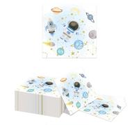Kotkiddy 40 Space Napkins 33x33cm Blue Astronaut Paper Napkins Space First Trip Around The Sun Planet Birthday Baby Shower Table Decoration