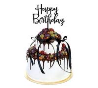 Kotkiddy Bow Cake Topper Ribbon Cake Topper with Happy Birthday Sign Coquette Theme Party Black Vintage Cake Topper for Heart Cakes Vintage Cake (Black)