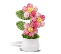 Kotkiddy Crocheted Flower Crochet Plant Pot, Gradient Flowers, Artificial Blooms for Floral Decor, Gift for Valentine's Day. (Gradient Pink)