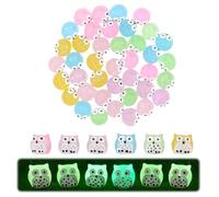 Kotkiddy Glowing Mini Hardwood Animals 40 Pieces Mini Hardwood Owls Glow in the Dark for Garden Miniatures Fairy Garden Accessories Plant Decorations and Car Accessories