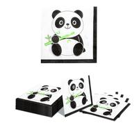 Kotkiddy Pack of 20 Panda Napkins, Children's Birthday Decoration, Panda Birthday Napkins, 33 x 33 cm, Multicoloured Paper, 2-Layer, 20 Count