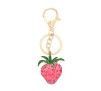 Kotkiddy Sweet Oil Painting Strawberry Keychain Red Pink Strawberry Fruit Keychain Wallet Car Pendant For Men And Women