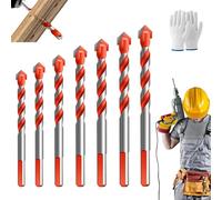 Kotkka/Peachloft Drill Bits, Brocas Para Concreto, Masonry Drill Bit Set And Concrete Drill Bit Set, Four Blade Serrated Eccentric Drillbits for Wood, Stone, Concrete (Set C)