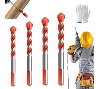 Kotkka/Peachloft Drill Bits, Brocas Para Concreto, Masonry Drill Bit Set And Concrete Drill Bit Set, Four Blade Serrated Eccentric Drillbits for Wood, Stone, Concrete (Set A)