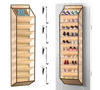 Kotkn 10 Tier Over The Door Organizer - Heavy Duty Hanging Storage Rack with Sturdy Oxford Fabric, Holds 20+ Pairs of Footwear, Boots & Sneakers, Saves 50% Closet Space(Beige)