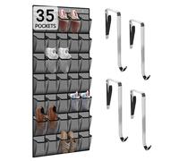 Kotkn 35 Compartment Over The Door Storage - Breathable Mesh Hanging Organizer with Large Pockets, Space Saving Design for Men & Women's Footwear, Closet, Bedroom (Gray)