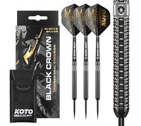 KOTO - Black Crown 90% Darts 23 Gram, Black & Silver, Incl. KOTO Flights, Shafts & a Dart Case