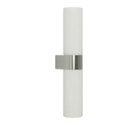 firstchoicelighting Modern Bathroom Wall Light, Chrome with Twin Opal Glass Shades, IP44 Lamp, LED Compatible, Mains Wired, Height 28cm