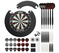 KOTO - Claccic Edition Black (Official Dimensions) Dartboard, Incl. 4pcs. Surround, 2 Sets KOTO Darts & Messing Dart Shafts, Dart Flights, Darts Set, Dart Board