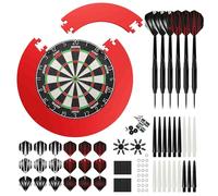 KOTO - Classic Edition Red (Official Dimensions) Dartboard, Incl. 4pcs. Surround, 2 Sets KOTO Darts & Messing Dart Shafts, Dart Flights, Darts Set, Dart Board