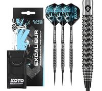 KOTO - Excalibur 90% Darts 23 Gram, Black & Silver, Incl. KOTO Flights, Shafts & a Dart Case