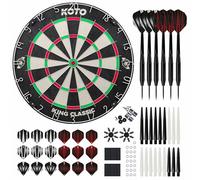 KOTO - King Classic Academy Set (Official Dimensions & Sharp Wring) Dartboard With Staple-Free Bulls-Eye, Incl. 2 Sets KOTO Darts & Bracket, Messing Dart Shafts, Dart Board