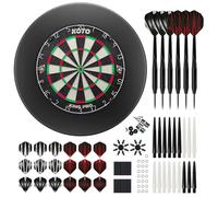 KOTO - King Pro Black Dart Board (Official Dimensions) Sisal Dartboard, Incl. Surround, 2 Sets KOTO Darts & Accessories, Darts Set, Dart Flights, Dart Shafts