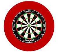 KOTO - King Pro Red Dart Board (Official Dimensions & Sharp Wring) Sisal Dartboard With Staple-Free Bulls-Eye, Surround & Bracket