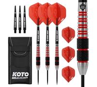 KOTO - Kingbomb Black & Red Darts 30 Gram, Red, Darts Set Incl. 3 Barrels, KOTO Flights + Shafts & Dartwallet, Firm Ringgrip, For Professional Use