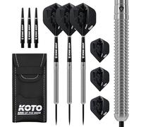 KOTO - Kingmax 90% Darts 21 Gram, Silver, Darts Set Incl. 3 Barrels, KOTO Flights + Shafts & Dartwallet, Firm Ringgrip, For Professional Use