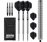 KOTO - Kingrex 90% Darts 23 Gram, Silver, Darts Set Incl. 3 Barrels, KOTO Flights + Shafts & Dartwallet, Firm Ringgrip, For Professional Use