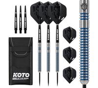 KOTO - Sting Blue Electro 90% Tungsten Steel Tip Darts, 22 Grams, Blue, With Extra Flights and Shafts, Professional Dart Set, 3 Steel Darts