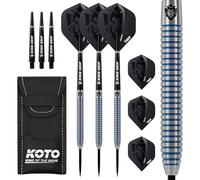 KOTO - Tiger Blue Paint 90% Darts 23 Gram, Blue, Darts Set Incl. 3 Barrels, KOTO Flights + Shafts & Dartwallet, Firm Ringgrip, For Professional Use