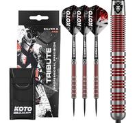 KOTO - Tribute Darts 14 Gram, Silver & Red, Incl. KOTO Flights, Shafts & a Dart Case
