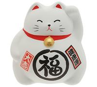 Kotobuki Maneki Neko Coin Bank Collectible Figurine, Good Health, White