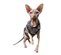 Kotomoda Cat's T-shirt Black Sculls for Sphynx and naked cats (M)
