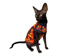Kotomoda Cat's T-shirt Luciano's Halloween for Sphynx and naked cats (Large)