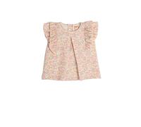 Koton Baby Girls' Blouse Flower Printed Round Collar Back Button Closure, Pink Design(2D8), 6-9 Months