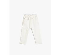 Koton Baby Girls' Trousers Bowtie Detail Linen Mix Pocket Pants, Weiß-White (White), 18-24 Months