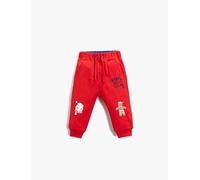 Koton Babyboy's Jogger Sweatpants Snowman Printed Drawstring Pockets, RED(401), 6-9 Months
