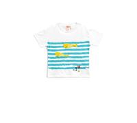 Koton Baybboys Short Sleeve Cotton T-Shirt Whale Embroidered Detail Crew Neck Cotton T-Shirt, Ecru(010),