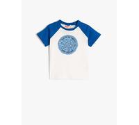 Koton Baybboy's T-Shirt Turtle Printed Short Sleeve Crew Neck Cotton, White(000), 9-12 Months